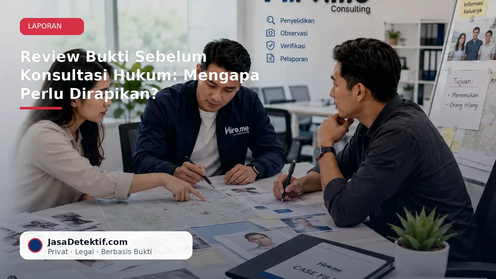 Review bukti dan kronologi sebelum konsultasi hukum